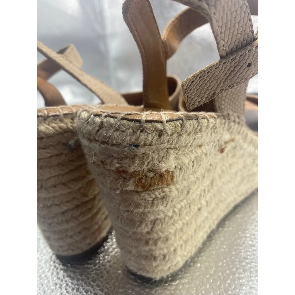 Franco Sarto Womens Clemens Espadrille Wedge Sandals Beige Snake Embossed size 8
